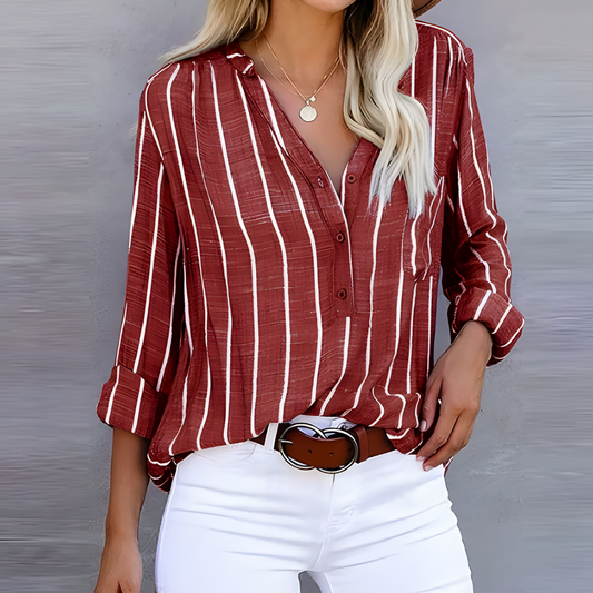 Striped Loose Button-Down Shirt