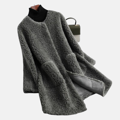 Women’s Coat - Faux Fur - Mid Length - Relaxed Fit - Open Front