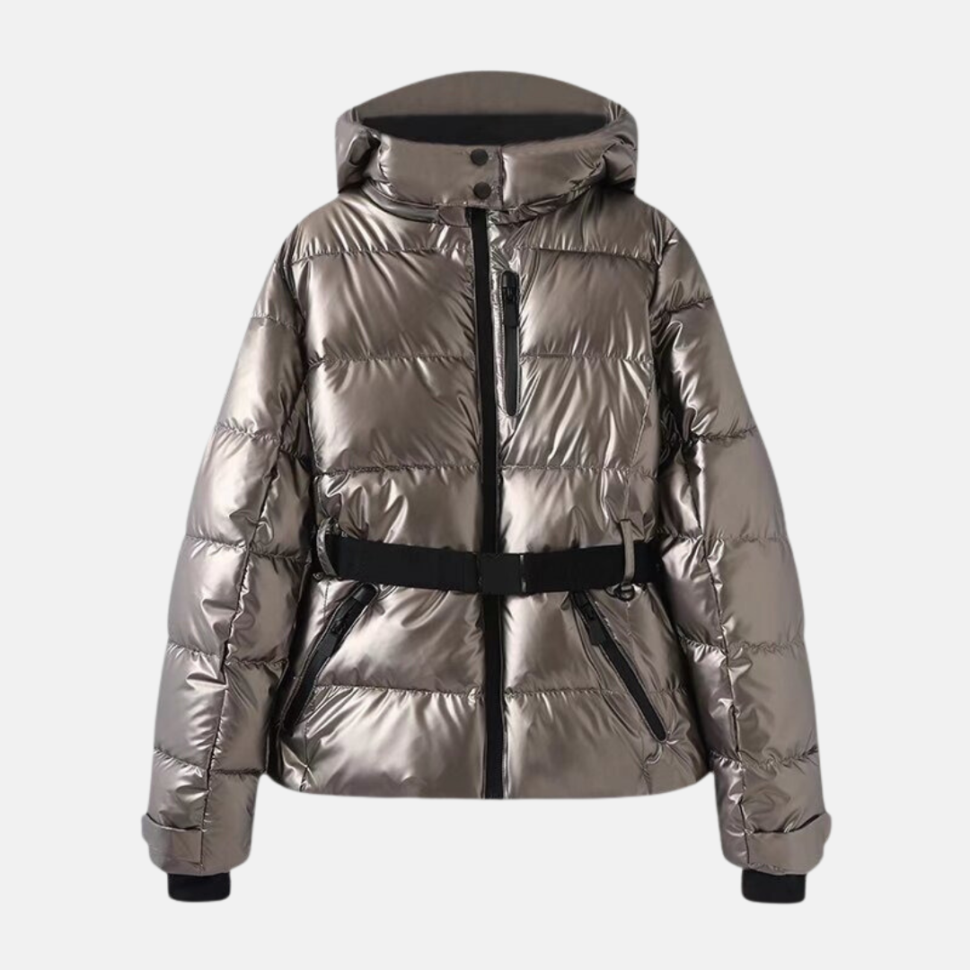 Quilted Insulated Belted Waist Puffer Jacket 