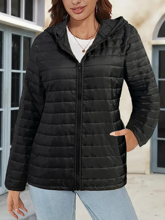 Light Padded Hooded Mid-Length Jacket