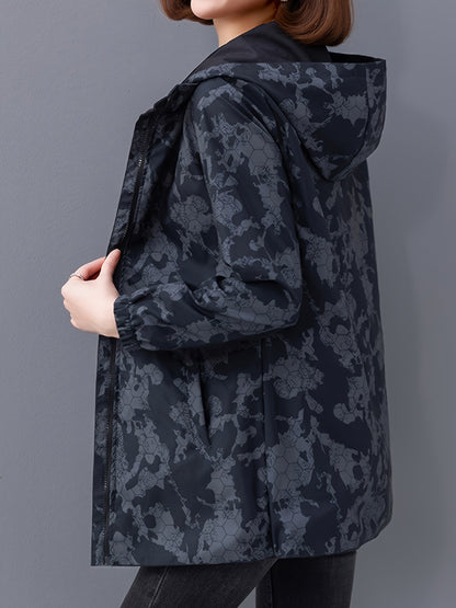 Women's stylish double-sided hooded coat with pockets