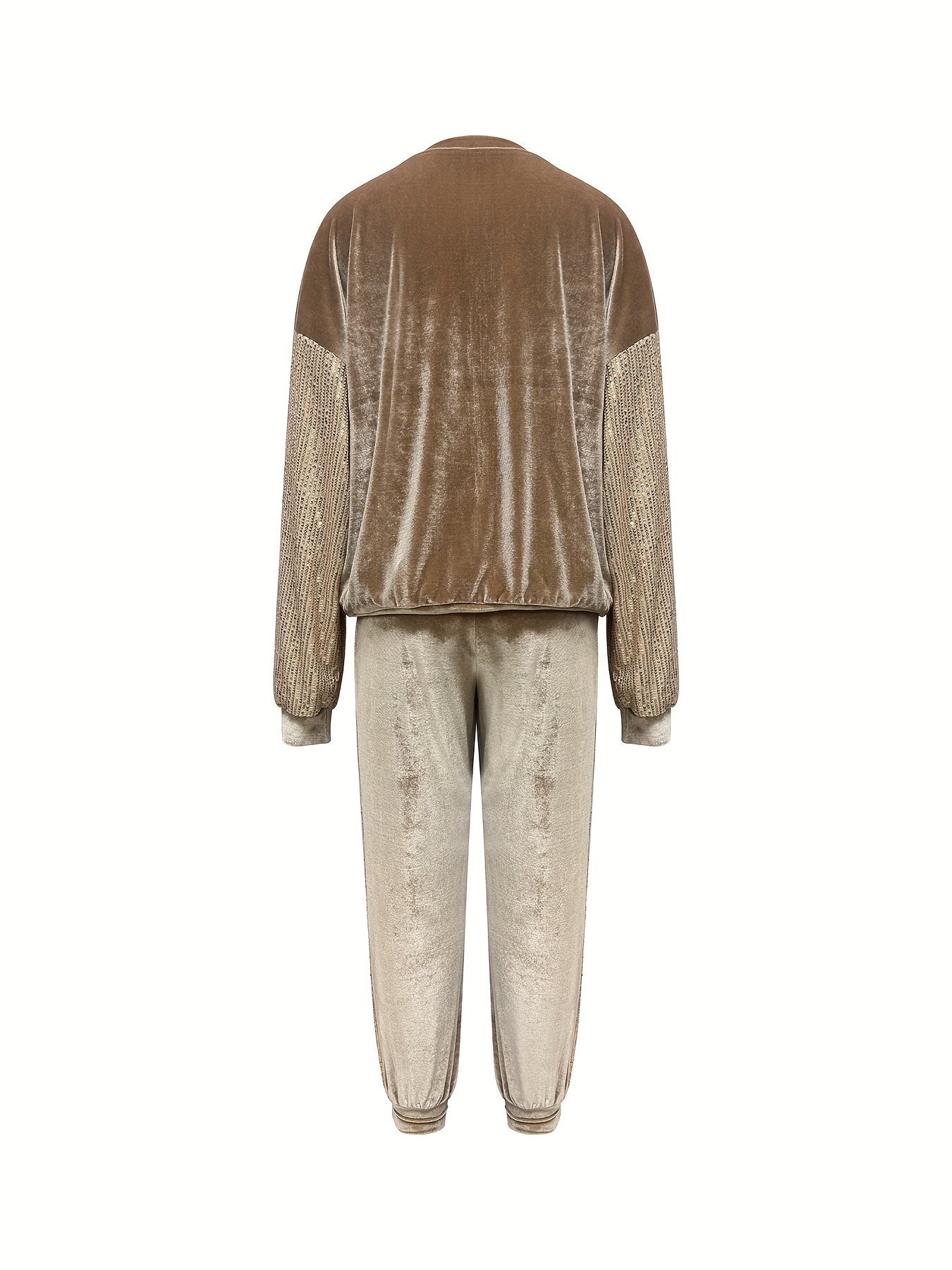Women's brown velvet heart top and cropped pants set