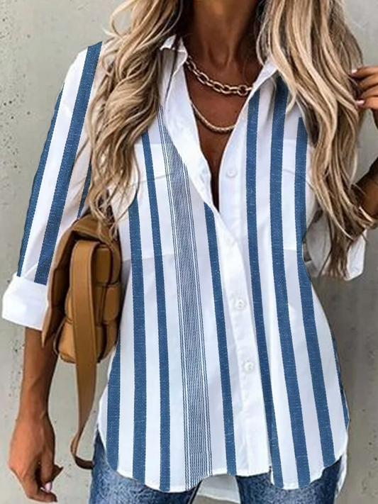 Breathable Vertical Stripe Relaxed Fit Shirt
