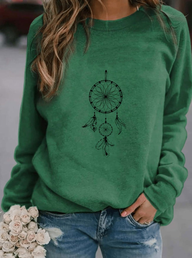 Women's ethnic style printed oversized sweatshirt