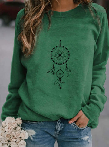 Women's ethnic style printed oversized sweatshirt