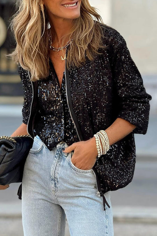 Sparkling Long Sleeve Casual Jacket