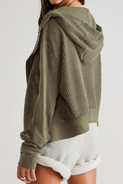 Women's waffle-knit hooded jacket