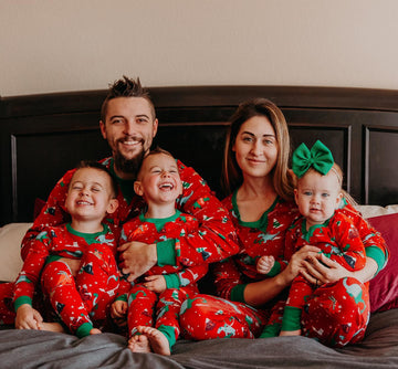 Family Christmas pajama set with festive holiday print