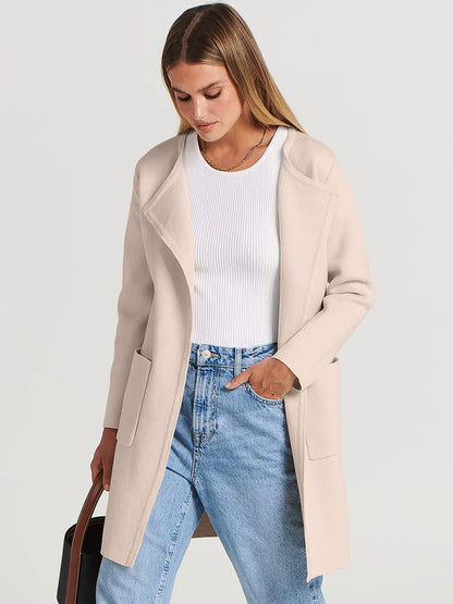 Women's versatile casual lapel midi coat