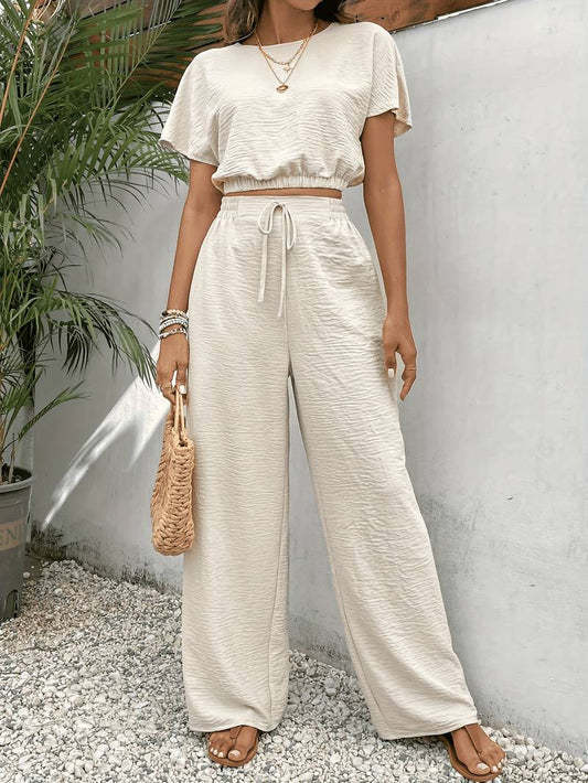 Wide-Leg Two-Piece Summer Crop Top Set