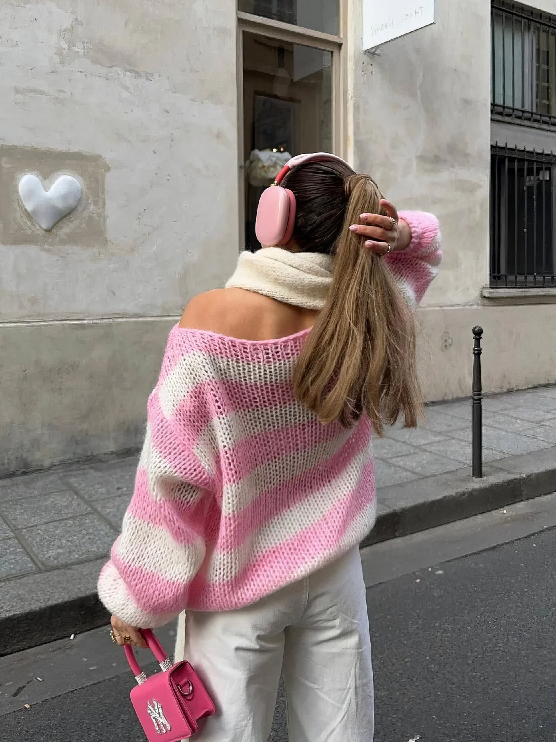 Knitted Wool Blend Crewneck Sweater