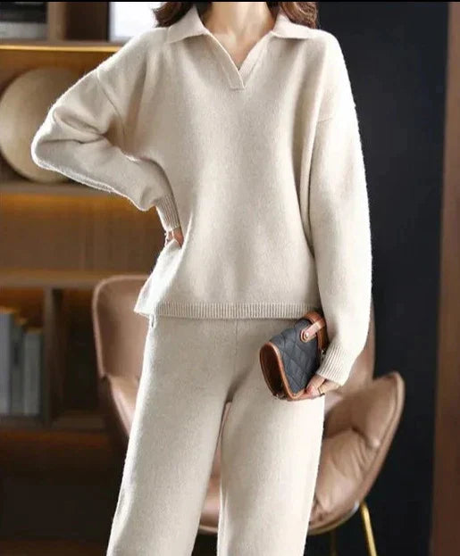 Thickened Winter Loose Lapel Two-Piece Set
