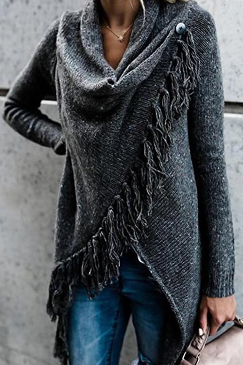 Women's mid-length slim diagonal sweater