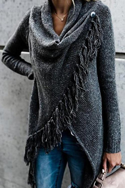 Women's mid-length slim diagonal sweater