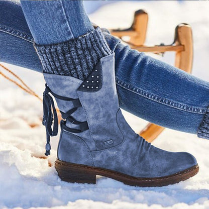 Women's mid-calf retro leather martin boots