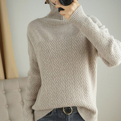 Women's high neck long sleeve sweater