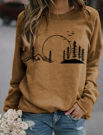 Women's fir tree print oversized sweatshirt