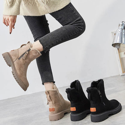 Women's suede cotton chunky heel shoes