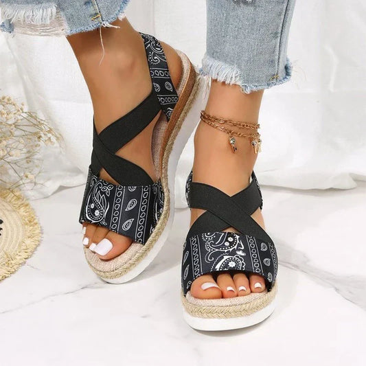 Criss-Cross Espadrille Wedge Sandals