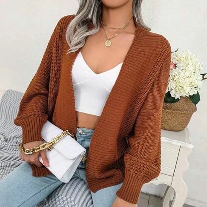 Women's casual batwing long-sleeve knit cardigan