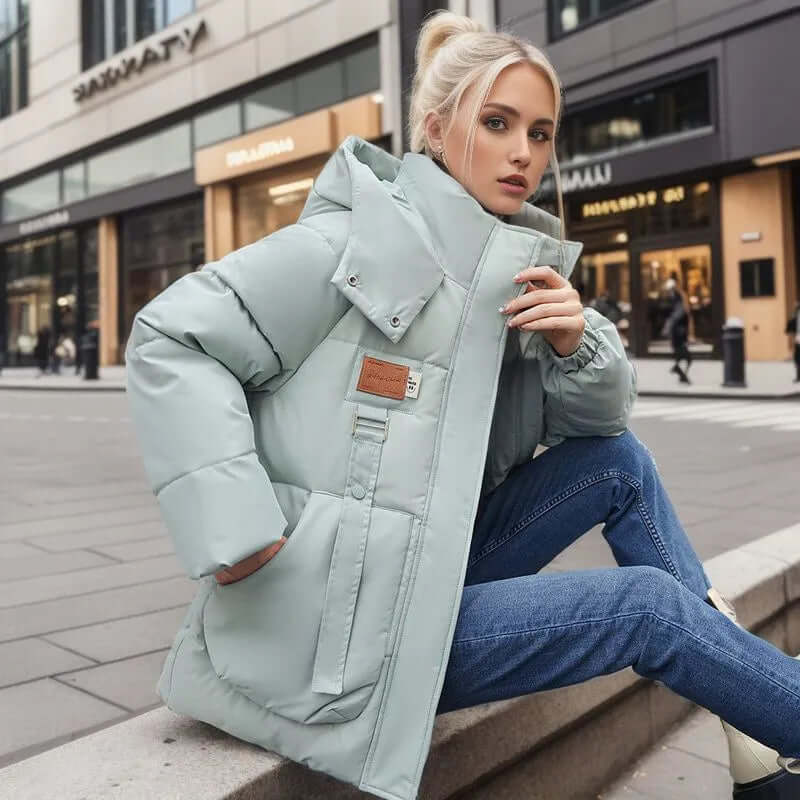 Women’s Jacket – Quilted Insulated – Oversized Fit – Mid Length – Detachable Hood