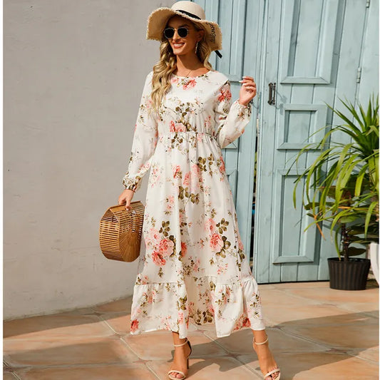 High Waist Chiffon Boho Maxi Dress
