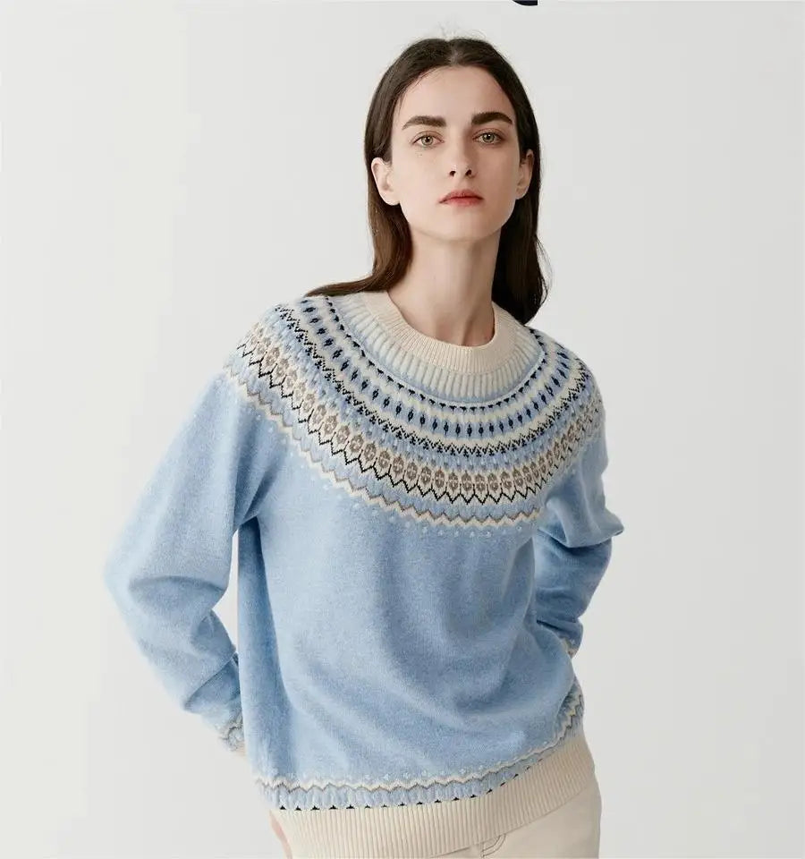 Women's vintage-inspired nordic sweater