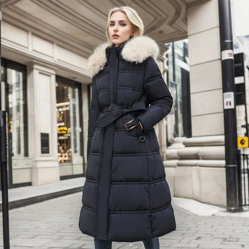 Women's long winter puffer coat