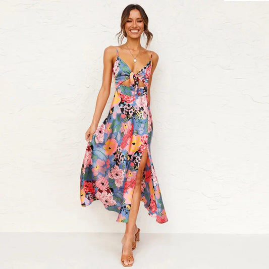 Cut-Out Detail Spaghetti Strap A-Line Maxi Dress