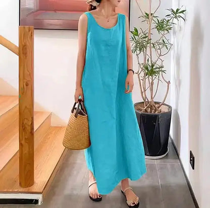 Women's Maxi Dress - Sleeveless Loose Fit - Lightweight Casual Wear