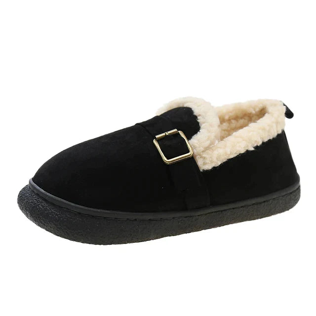 Women's fur flat-soled casual cotton shoes