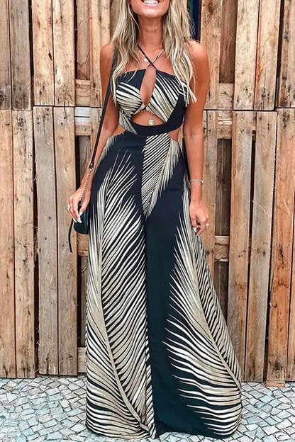 Women's Maxi Dress - Strapless Sweetheart Neckline - Cut-Out Waist - Flowy Elegant Fit