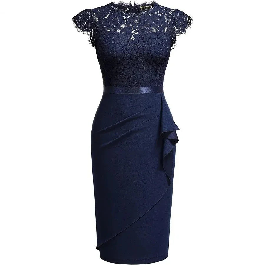 Women's Elegant Lace Bodycon Dress - Formal Partywear, Office, Evening Fashion
