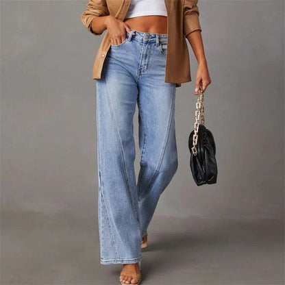 Women's washed flared denim pants
