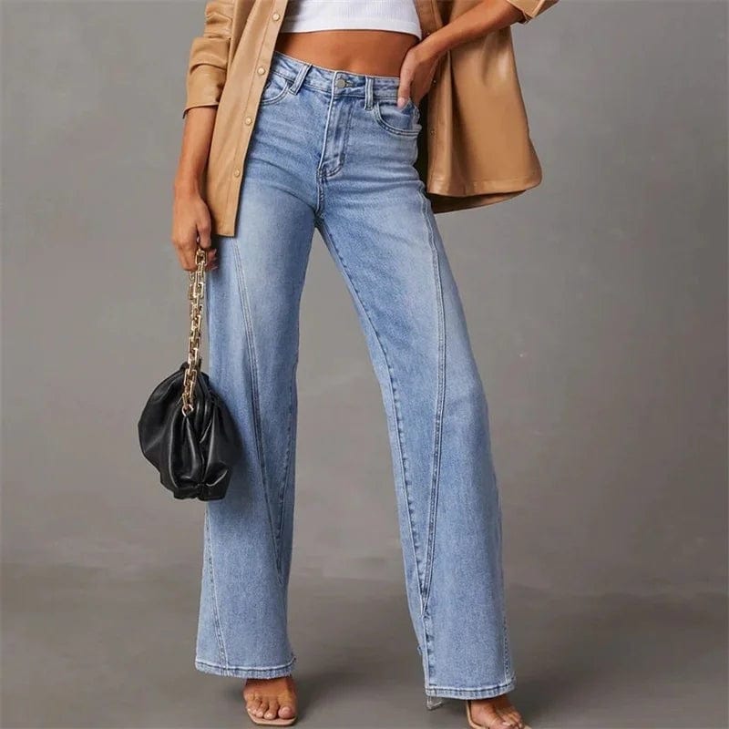 Women's washed flared denim pants