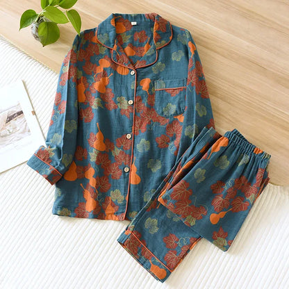 Women's retro woven printed pajamas set