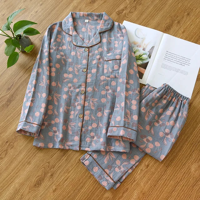Retro Woven Printed Pajama Set