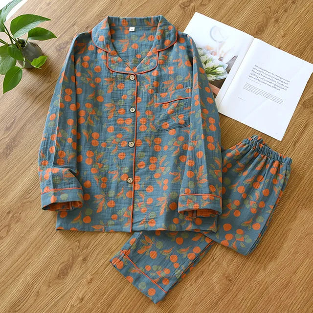 Retro Woven Printed Pajama Set