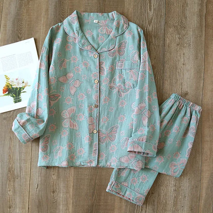 Women's retro woven printed pajamas set