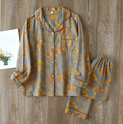 Women's retro woven printed pajamas set