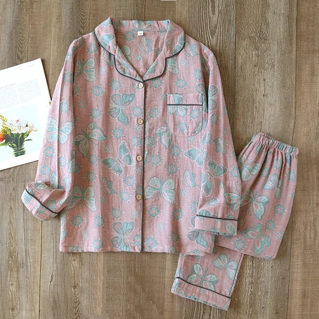 Women's retro woven printed pajamas set