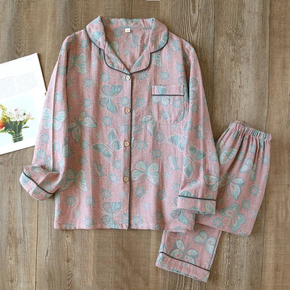 Women's retro woven printed pajamas set