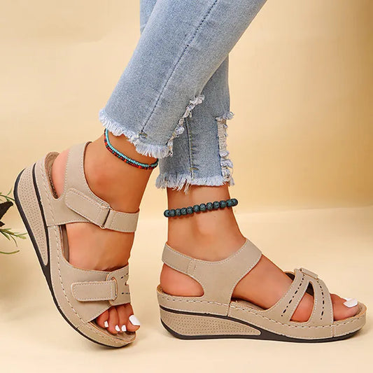 Cushioned Open Toe Wedge Sandals