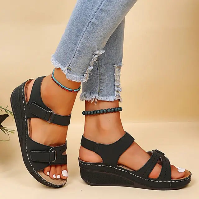 Arina - Comfortable wedge heel summer sandals with open toe