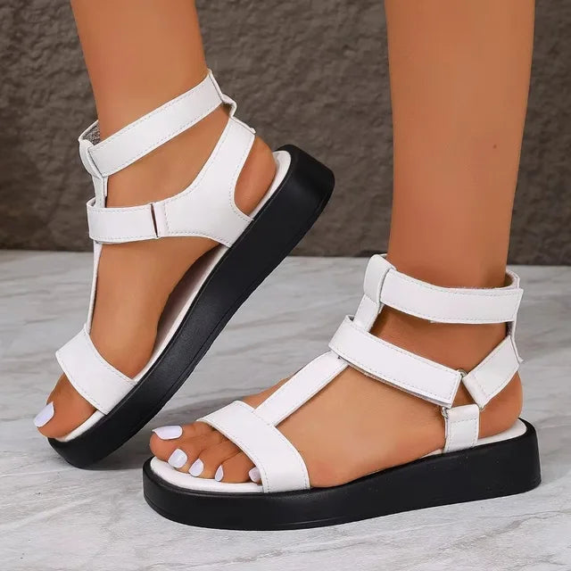 Women’s Gladiator Sandals - Open Toe - Flat Sole - Adjustable Straps Stylish Comfort