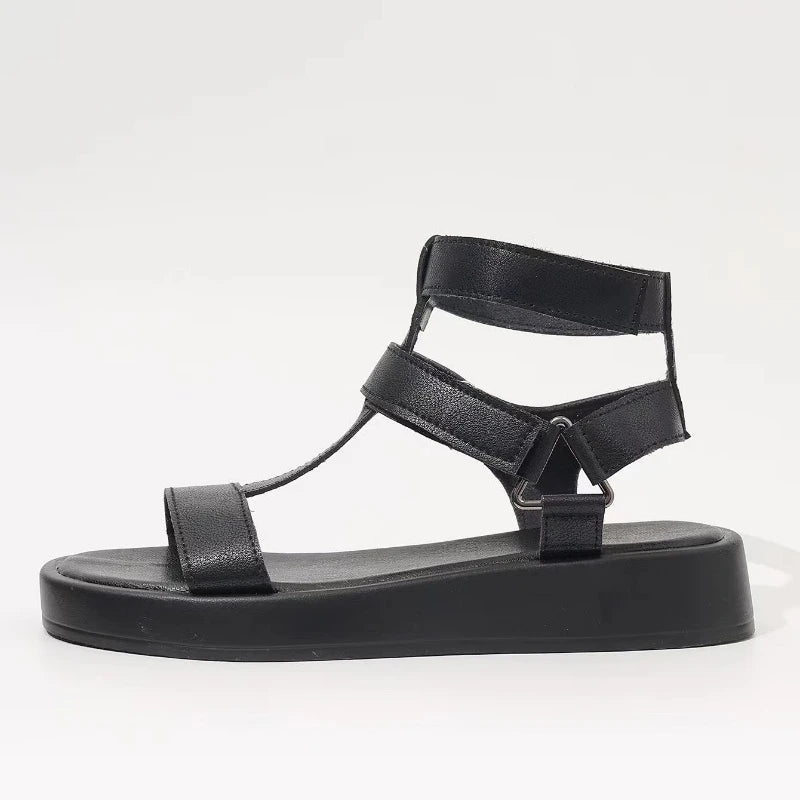 Women’s Gladiator Sandals - Open Toe - Flat Sole - Adjustable Straps Stylish Comfort