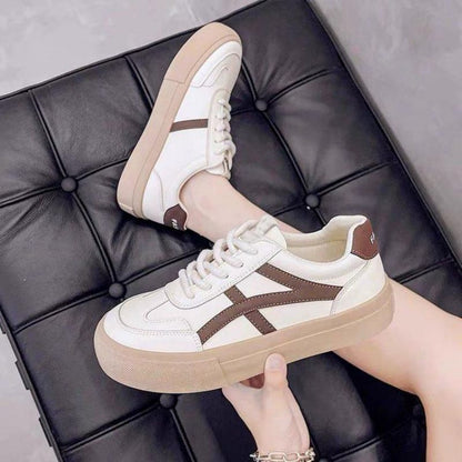 Women's Casual Sneakers - Chunky Rubber Sole - Lace-Up - Breathable Stylish Design