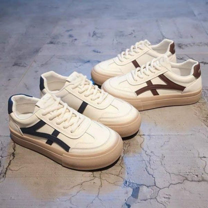 Women's Casual Sneakers - Chunky Rubber Sole - Lace-Up - Breathable Stylish Design
