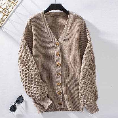 Women's knitted v neck cardigan