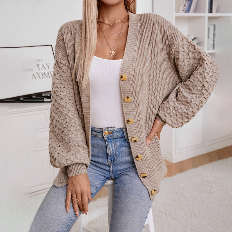 Women's knitted v neck cardigan